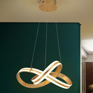 Lámpara colgante 46 cm Ø dorada LAZAS LED