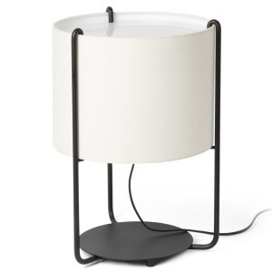 Lámpara de mesa negra y pantalla beige DRUM
