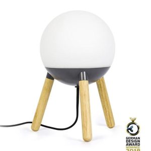 Lámpara de mesa original gris y madera MINE