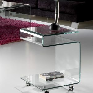 Mesa auxiliar GLASS con ruedas