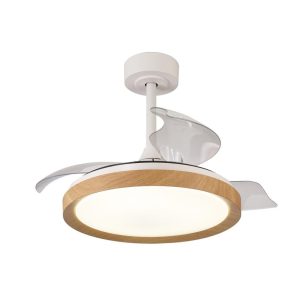 Ventilador blanco y simulación madera Ø 91 cm MISTRAL MINI